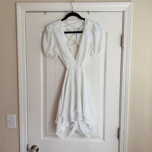 White Lace Up Romper